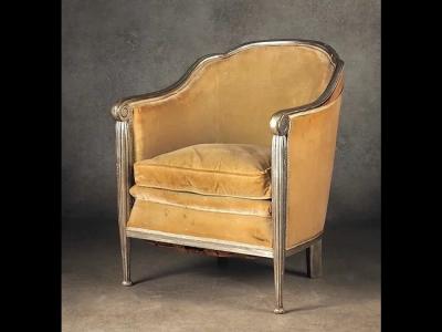 Maurice Dufr ne Maurice Dufrene single silver leaf armchair