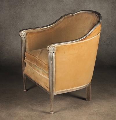 Maurice Dufr ne Maurice Dufrene single silver leaf armchair