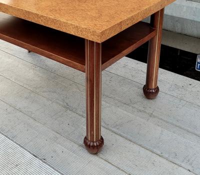 Maurice Dufr ne Maurice dufrene Art Deco burl coffee table with insert