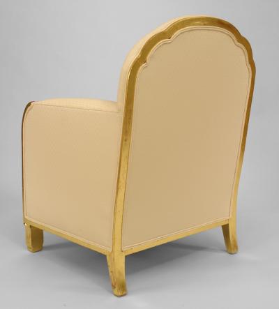 Maurice Dufr ne Pair of French Art Deco Gilt Wood Club Chairs