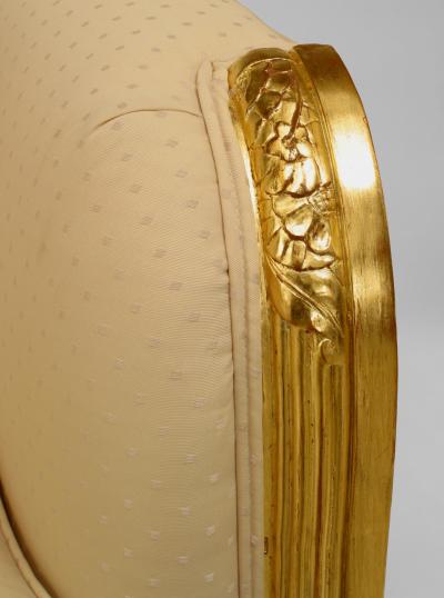 Maurice Dufr ne Pair of French Art Deco Gilt Wood Club Chairs