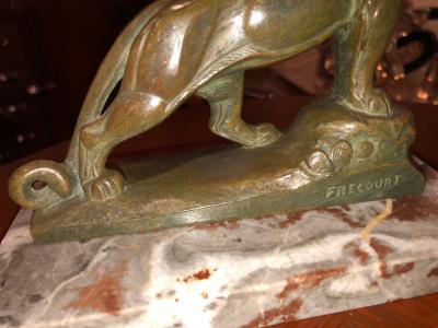 Maurice Frecourt French Art Deco Panther Leopard Panther Bookends by Maurice Frecourt
