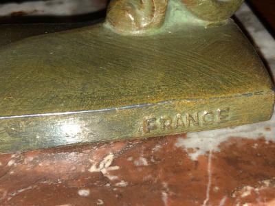 Maurice Frecourt French Art Deco Panther Leopard Panther Bookends by Maurice Frecourt