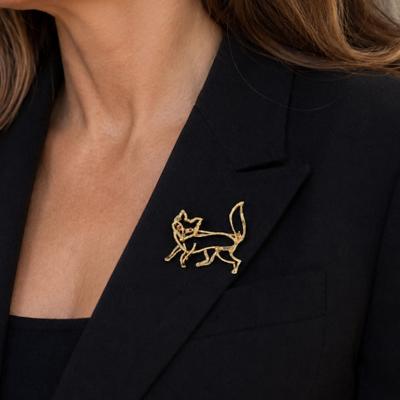 Maurice Guyot Guyot Fox Pin 18kt Yellow Gold Brooch