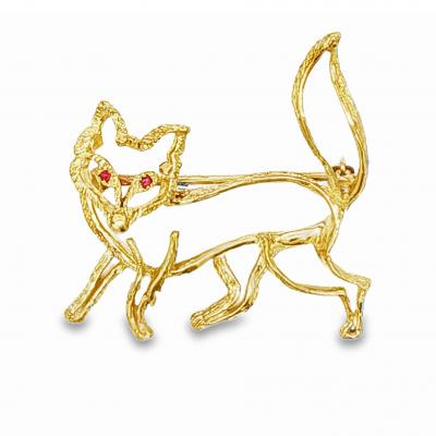 Maurice Guyot Guyot Fox Pin 18kt Yellow Gold Brooch