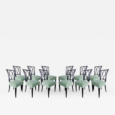 Maurice Hirsch Maurice Hirsch Exceptionnal 1940s Set of 12 Chairs Newly Upholstered