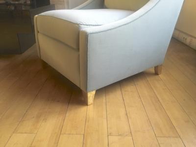 Maurice Hirsch Maurice Hirsch Pair of Pure Slipper Chairs Newly Covered in Pale Blue Velvet