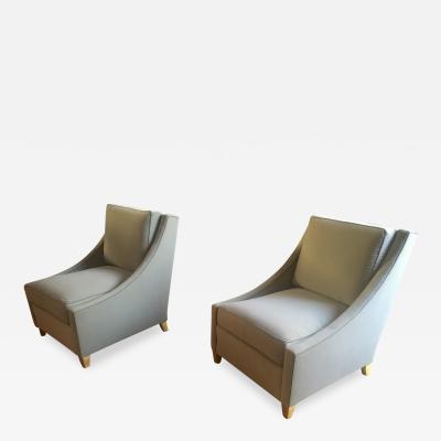 Maurice Hirsch Maurice Hirsch Pair of Pure Slipper Chairs Newly Covered in Pale Blue Velvet