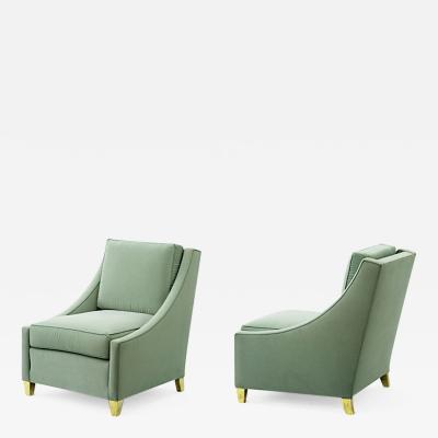 Maurice Hirsch Maurice Hirsch gold leg pair of slipper chairs