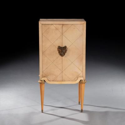 Maurice Jallot Maurice Jallot French Art Deco Parchment Inlaid Cabinet