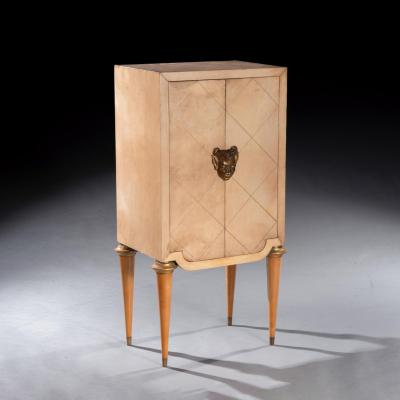 Maurice Jallot Maurice Jallot French Art Deco Parchment Inlaid Cabinet