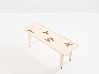 Maurice Jallot Maurice Jallot coffee table oak wood painted carved birds 1930