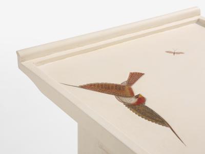 Maurice Jallot Maurice Jallot coffee table oak wood painted carved birds 1930
