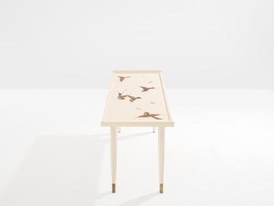 Maurice Jallot Maurice Jallot coffee table oak wood painted carved birds 1930
