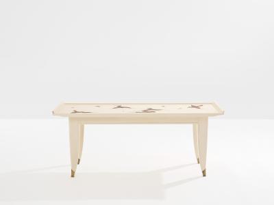 Maurice Jallot Maurice Jallot coffee table oak wood painted carved birds 1930