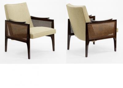 Maurice Jallot Maurice Jallot pair of refined caned arm chair