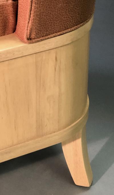 Maurice Jallot Stylish Pair of French 1940s Sycamore Marquetry Open Armchairs