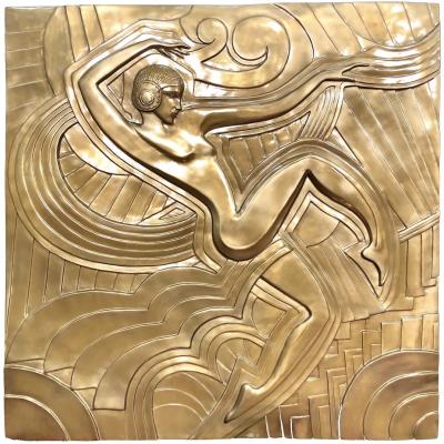 Maurice Picaud Folies Berg re Art Deco Style Golden Relief in Resin After Maurice Picaud