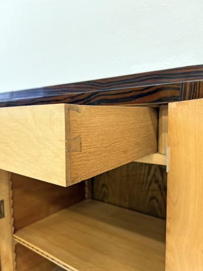 Maurice Rinck French Art Deco Leather Macassar Ebony sideboard by Maurice Rinck 1940s