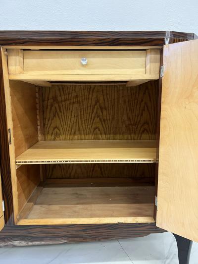 Maurice Rinck French Art Deco Leather Macassar Ebony sideboard by Maurice Rinck 1940s