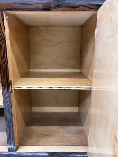 Maurice Rinck French Art Deco Leather Macassar Ebony sideboard by Maurice Rinck 1940s