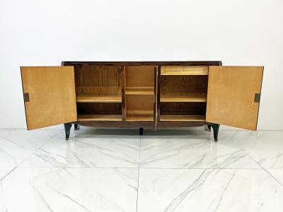 Maurice Rinck French Art Deco Leather Macassar Ebony sideboard by Maurice Rinck 1940s