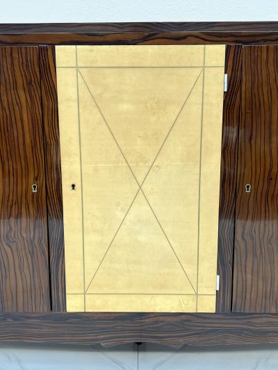 Maurice Rinck French Art Deco Leather Macassar Ebony sideboard by Maurice Rinck 1940s