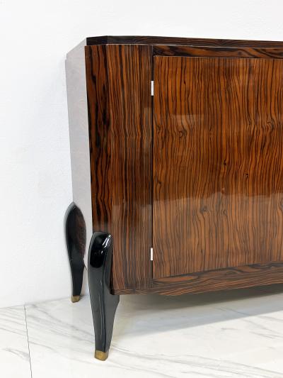 Maurice Rinck French Art Deco Leather Macassar Ebony sideboard by Maurice Rinck 1940s