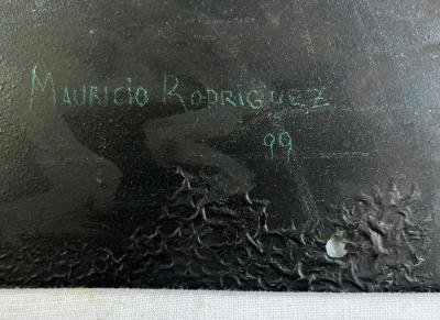 Mauricio Rodriguez Urban Nightlights Street Scene Oil Painting 1999