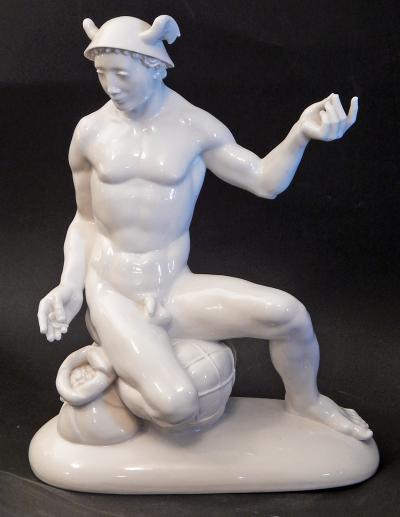 Mauritius Pfeiffer Nude Mercury God of Commerce by Mauritius Pfeiffer for Volkstedt porcelain