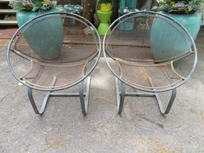 Maurizio Tempestini Lovely Pair of Maurizio Tempestini for Salterini Circular Radar Saucer Chairs