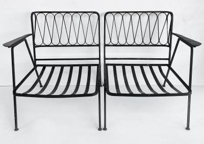 Maurizio Tempestini Maurizio Tempestini Salterini Ribbon Back Wrought Iron Settee with New Cushions