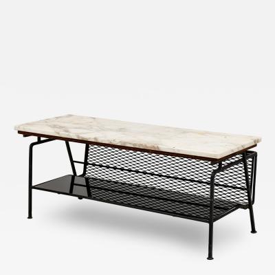Maurizio Tempestini Maurizio Tempestini for Salterini Metal Coffee Table Marble Top Glass Shelf