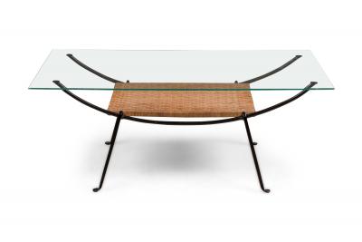 Maurizio Tempestini Maurizio Tempestini for Salterini Mid Century Curved Metal Coffee Table with Wov