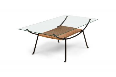 Maurizio Tempestini Maurizio Tempestini for Salterini Mid Century Curved Metal Coffee Table with Wov