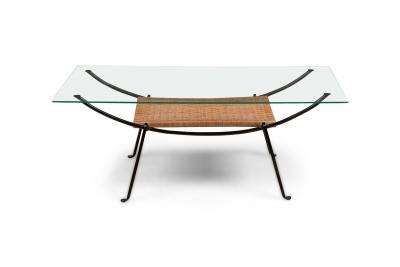 Maurizio Tempestini Maurizio Tempestini for Salterini Mid Century Curved Metal Coffee Table with Wov