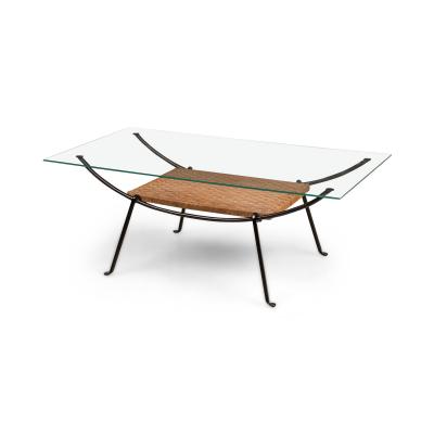 Maurizio Tempestini Maurizio Tempestini for Salterini Mid Century Curved Metal Coffee Table with Wov