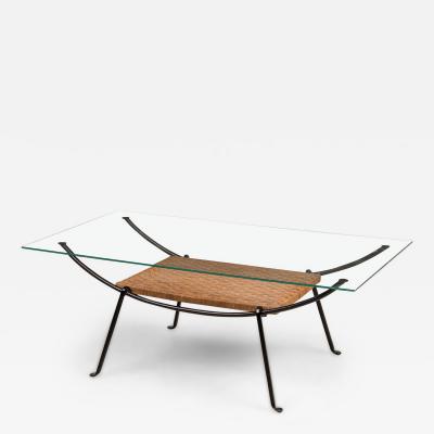 Maurizio Tempestini Maurizio Tempestini for Salterini Mid Century Curved Metal Coffee Table with Wov