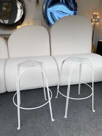 Maurizio Tempestini Pair of Bar Stools Metal Perforated by Maurizio Tempestini Italy 1950s