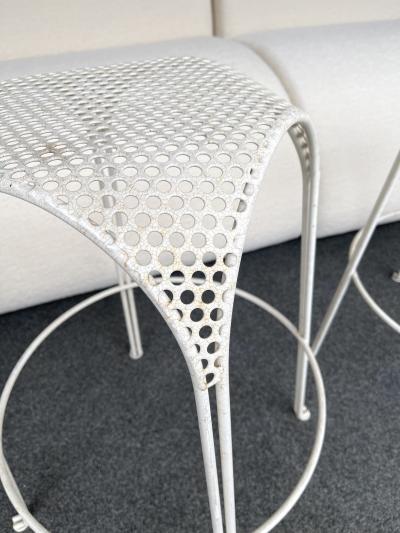 Maurizio Tempestini Pair of Bar Stools Metal Perforated by Maurizio Tempestini Italy 1950s