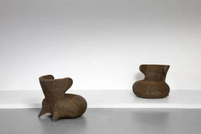 Maurizio Tempestini Pair of Mid Century Italian Wicker Armchairs