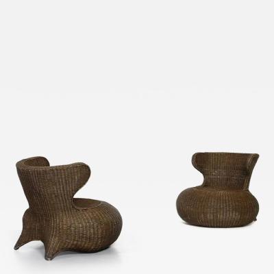 Maurizio Tempestini Pair of Mid Century Italian Wicker Armchairs