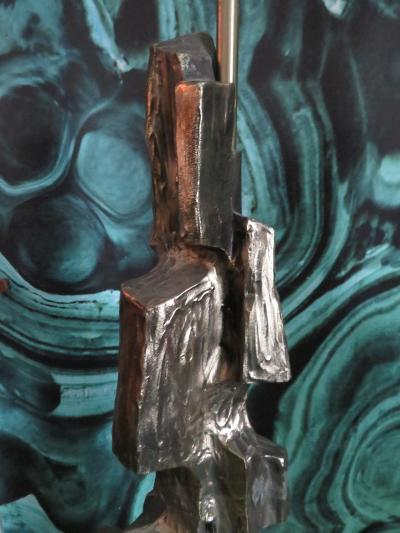 Maurizio Tempestini Pair of Tall Sculptural Bronze Brutalist Table Lamps Maurizio Tempestini Laurel
