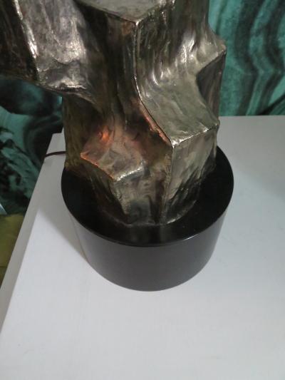 Maurizio Tempestini Pair of Tall Sculptural Bronze Brutalist Table Lamps Maurizio Tempestini Laurel