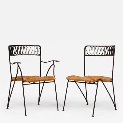 Maurizio Tempestini Set of 6 Maurizio Tempestini for Salterini Black Metal Ribbon Dining Chairs