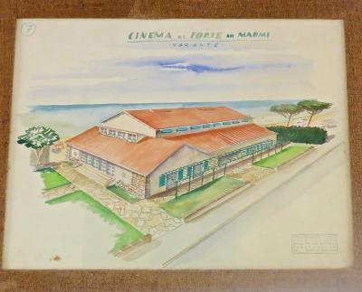 Maurizio Tempestini Watercolors on Paper Cinema Al Forte Dei Marmi Maurizio Tempestini 1939