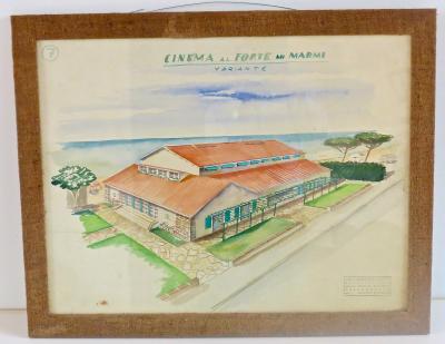 Maurizio Tempestini Watercolors on Paper Cinema Al Forte Dei Marmi Maurizio Tempestini 1939