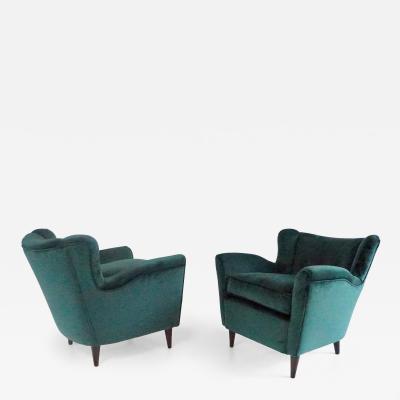 Maurizio Tempestini pair of fine Maurizio Tempestini forest green velvet armchairs Florence 1938