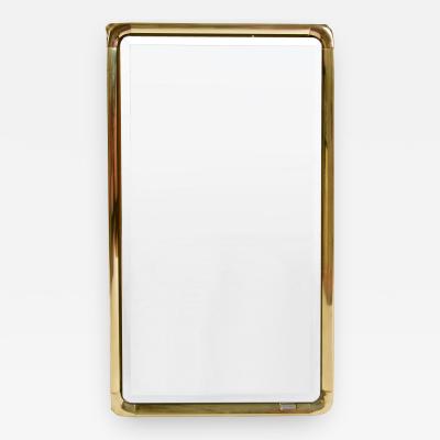 Mauro Lipparini 1970s brass framed wall mirror by Mauro Lipparini