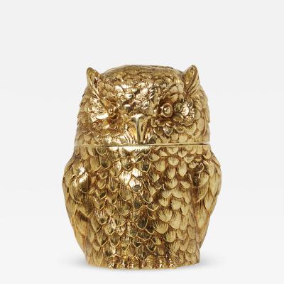 Mauro Manetti Mauro Manetti owl Ice Bucket gilt plated Italy from 1960